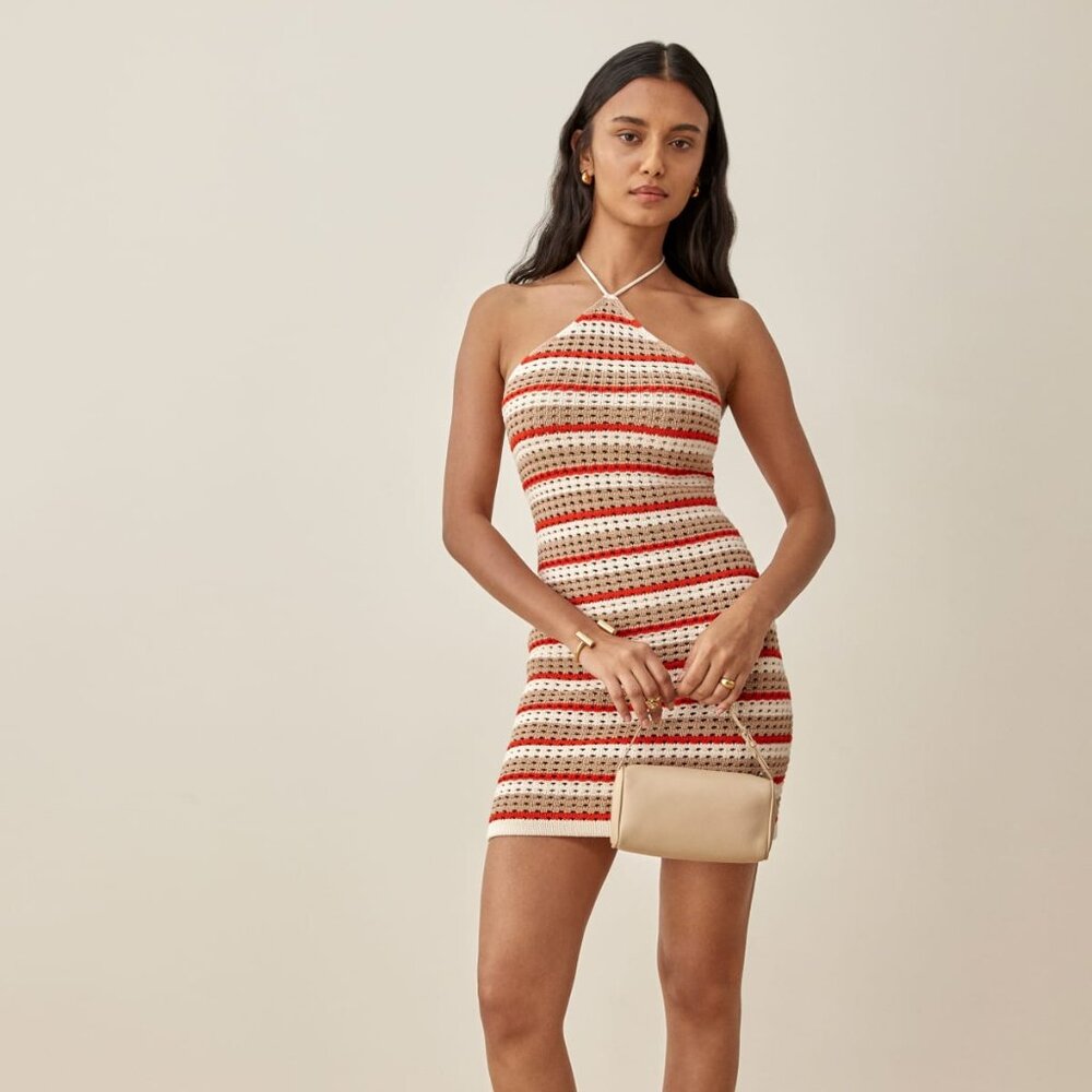 Reformation Martel Open Knit Mini Dress XS, NWT